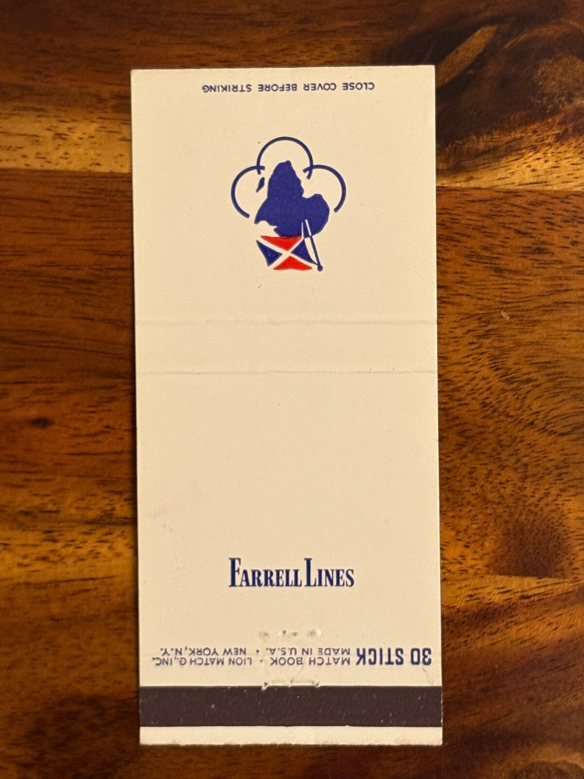 Farrell Lines Matchbook Cover American Flag Steamship Line United States Africa