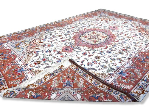 8'1"x11'7'' Very Fine Silk & Wool Tabrize Pornamie Area Rug - Area Carpet - Picture 6 of 24
