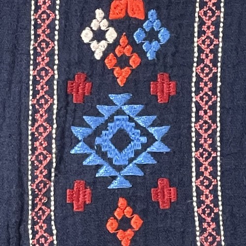 Lucky Brand Gauzy Dress Girl's Size XL Navy Blue Long Sleeves Embroidered Pocket - Picture 7 of 15