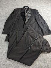 VERSINI TUXEDO SUIT Mens 46R Black 100 Wool Formal Evening Jacket Pants 41 X 29