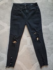 Judy Blue Jeans Womens Sz 9/29 Skinny Fit Black Distressed Leopard Cheetah EUC
