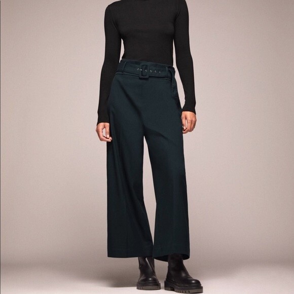NWT ZARA CULOTTES PANTS WITH LINED BELT 2298/020 Sz-XS | eBay