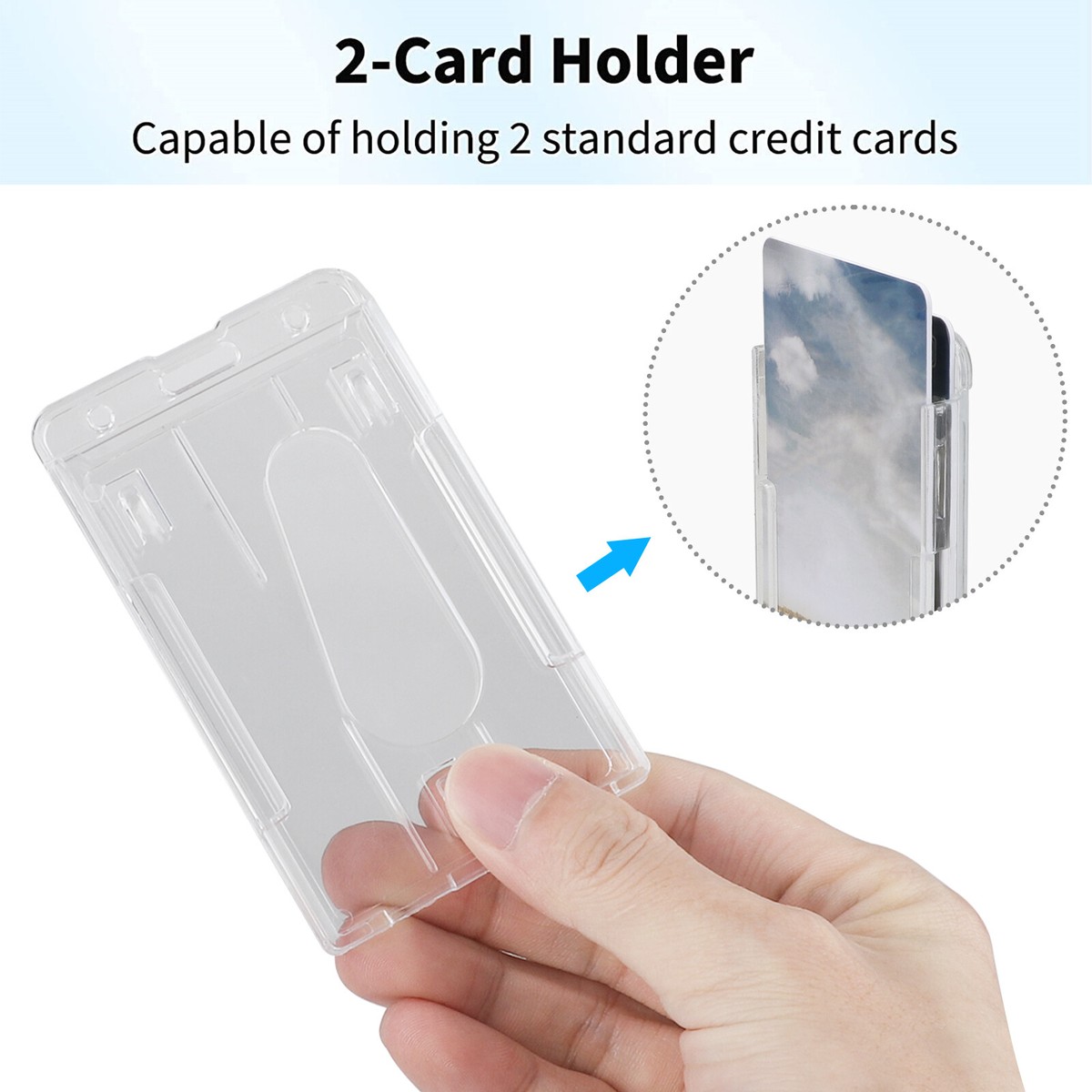 Hard Plastic ID Badge Holder - Clear Card Holder With Thumb Slot - Vertical Style For Office & School