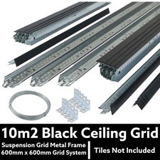 10m2 Black Suspended Ceiling Grid System 600mm x 600mm Suspension Metal Frame