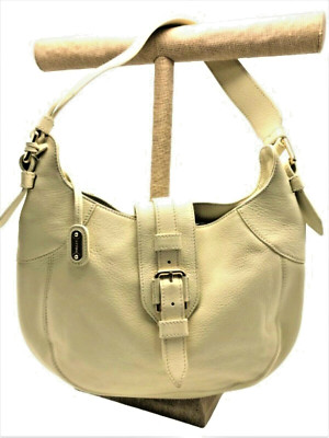 BALLY Vintage Italian Pebble Leather Shoulder Bag in Ivory - Pre Owned