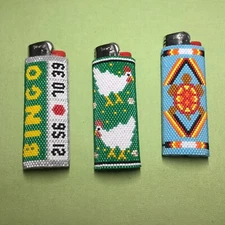 Beaded Bic Lighter Cover BINGO, Chickens, Turtle (choose) - Handmade by me