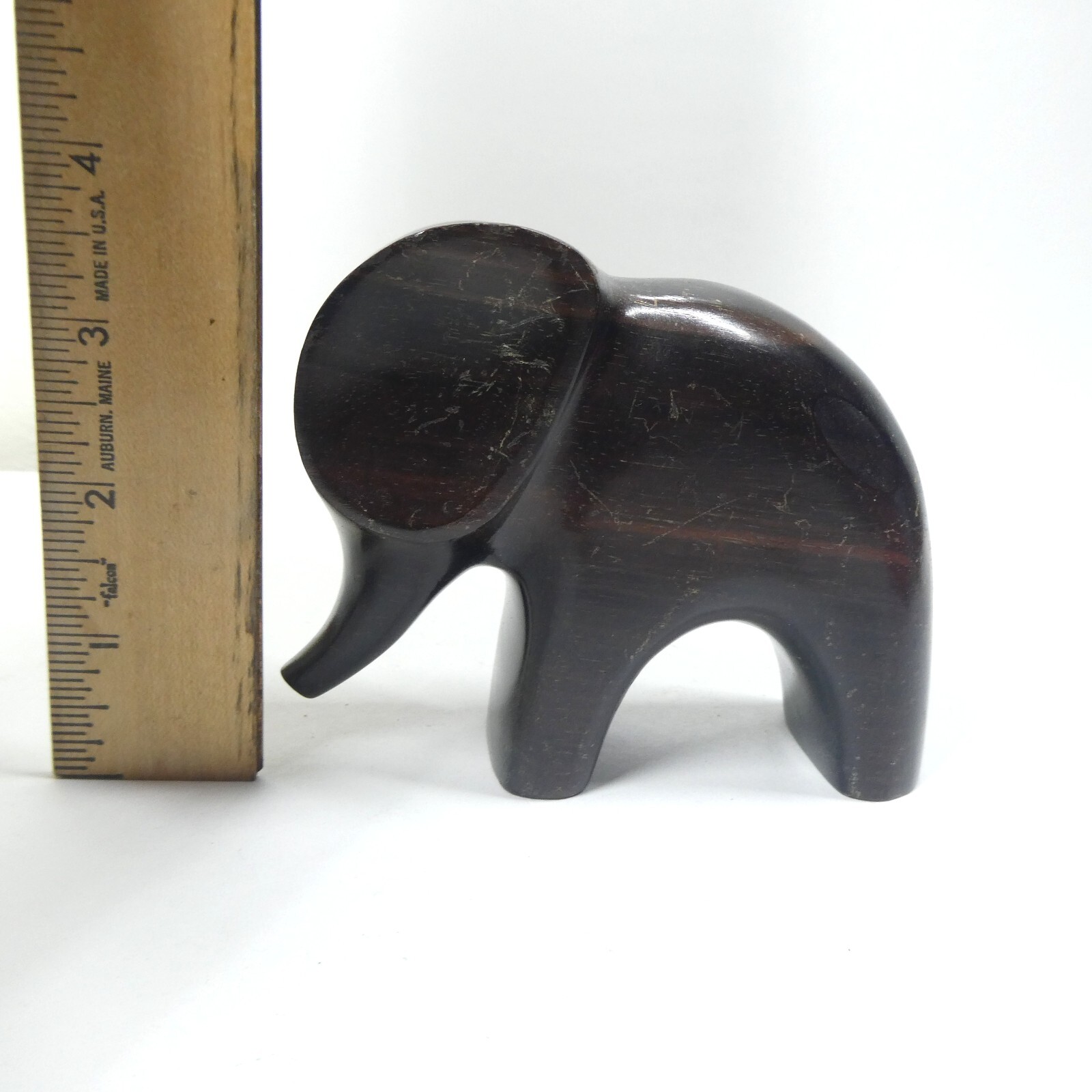 Carved Wooden Elephant Figurine 5" Long Modern MCM Vintage Philippines
