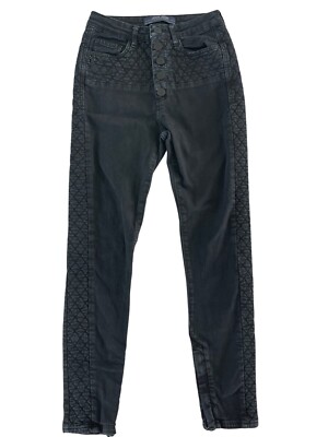 John John Made in Heaven Womens Black Quilted Jeans Button Fly Ankle Zip 27