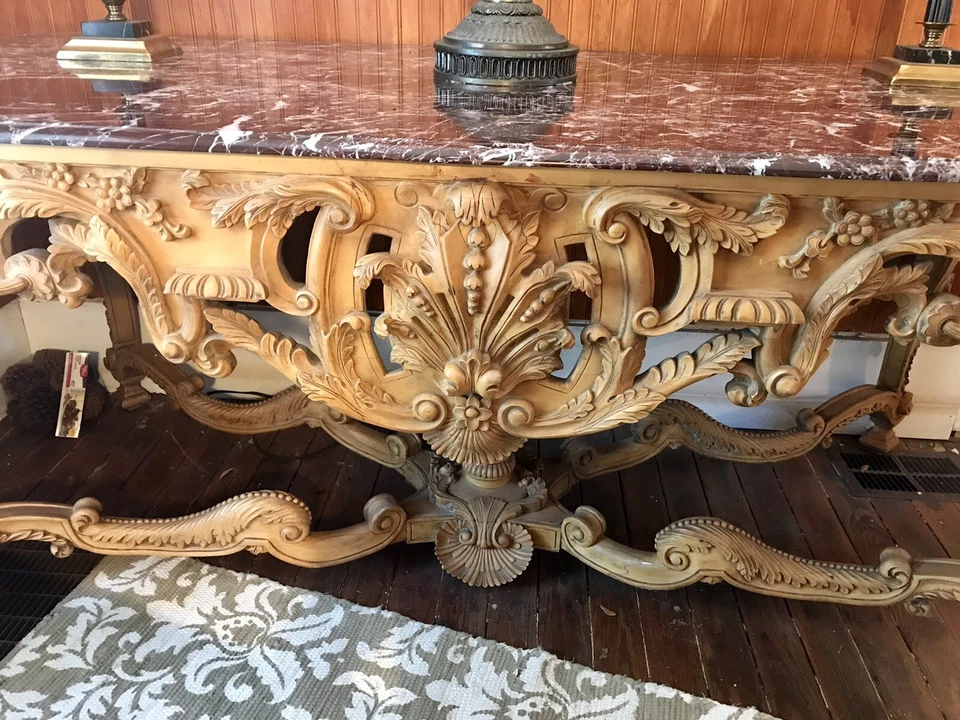 Antiguo comedor o entrada tallada en mármol travertino... Impresionante Foto 4 de 4