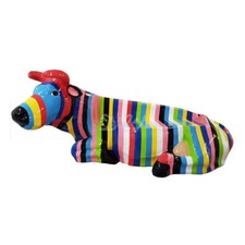 KUH SITZ BANK EVI liegend bunte Streifen 235 cm Deko Tier Werbe Figur Hotel Cow