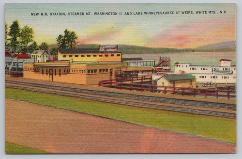 Bahnhof Dampfer Mt. Washington II Lake Winnipesaukee Weirs NH UNP - Bild 1 von 2