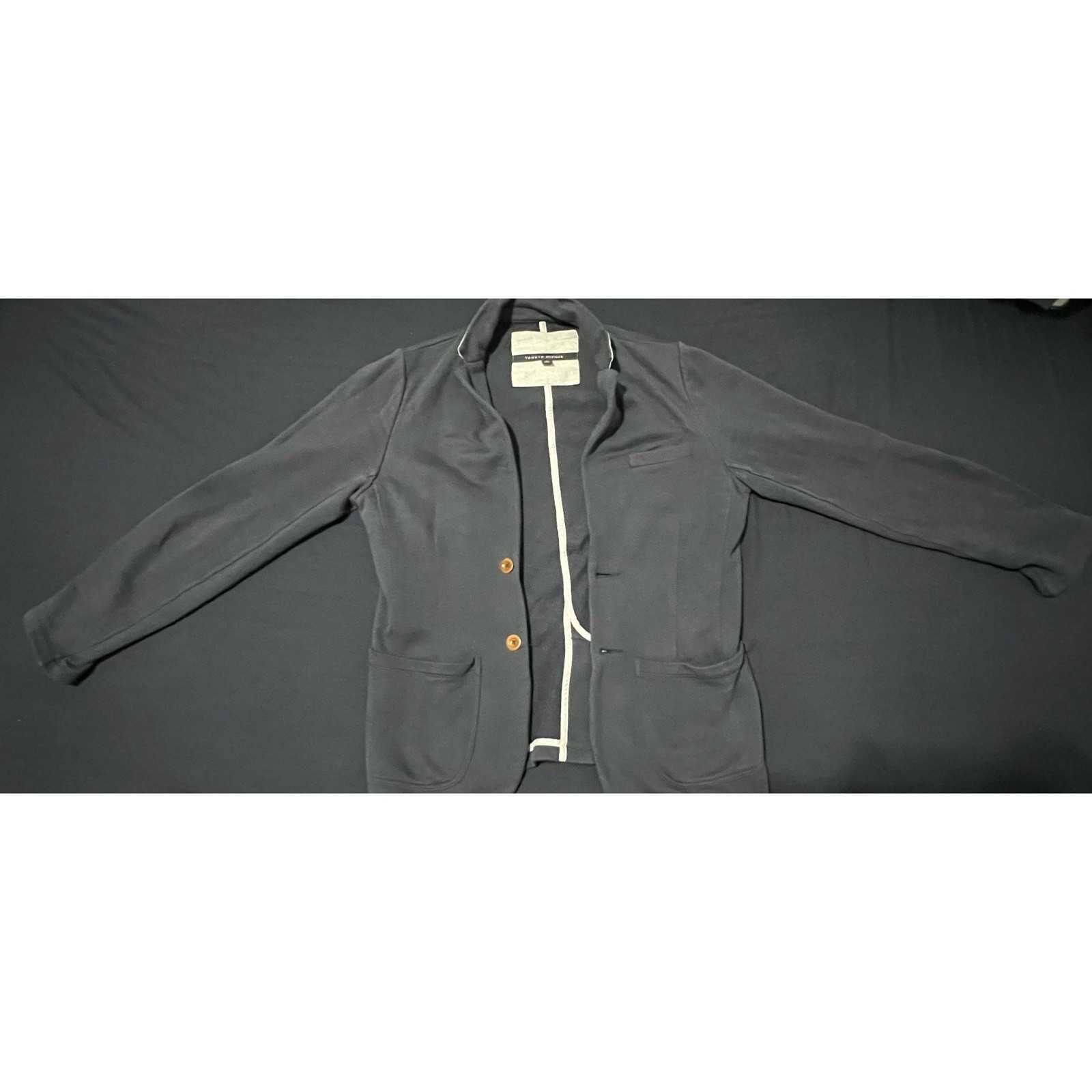 Tommy Hilfiger Men's Slim Fit Button Front Jacket Stand Collar Pockets Navy XS