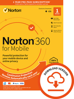 Norton 360 Mobile 1 Gerät 2026 Andrid iOS Sicherheit - 5 Minuten Lieferung