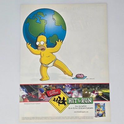 The Simpsons Hit & Run Xbox PS2 GameCube PC Homer Print Ad/Poster Promo Art