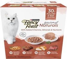 Fancy Feast Gourmet Naturals Wet Cat Food Variety Pack 30 Cans Poultry Beef
