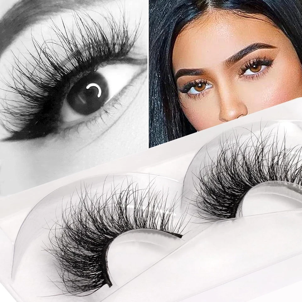 100% Real Mink 3D Handmade Eyelashes Long Wispy Fluffy Natural Look Lashes - Image 2 of 4
