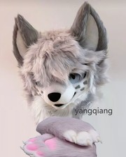 Fursuit Long Fur Husky Fox Mascot Head Party Halloween Fur Cosplay-Promotion