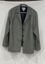 PENDLETON Womens Virgin Wool Jacket Gray Buttons Size 14 W Plus USA Made Vintage