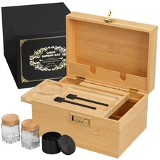 bamboo box, locked storage decorative box with combination lock, wooden lock