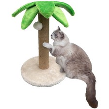 Palm Tree Cat Scratching Post with Toy Ball, Faux Fur and Sisal Post