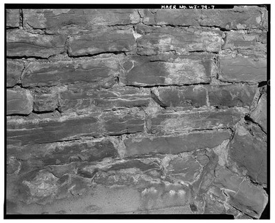 7. VIEW NORTH. STONEWORK DETAILS. - Roosevelt Drive Bridge, Spanning Menomonee