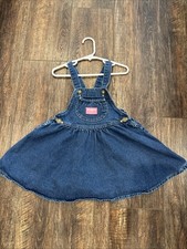 Vintage Oshkosh Bgosh Toddler Girls Denim Vest Back Dress Size 4