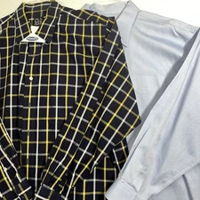 Jos A Bank (2) Shirts Mens XL Blue Check Travelers Collection Button Down