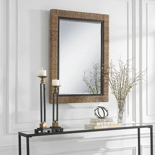Uttermost 09853 Island 30" W x 41" H Rectangular Framed Bathroom - Natural Wood - Picture 5 of 7