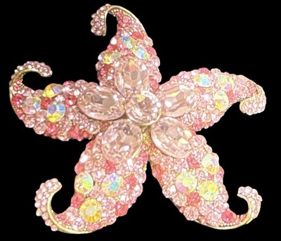 Fuchsia Pink AB Crystal Rhinestone Ocean Star Beach Starfish Unbranded 3'' EUC