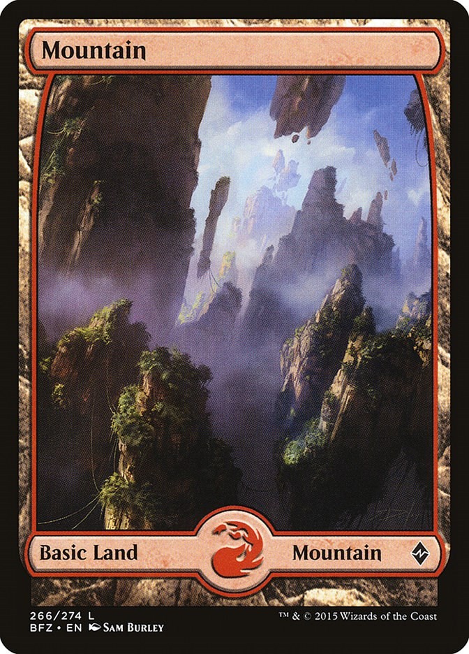 Mountain - Full Art Battle for Zendikar MTG 266 NM