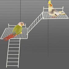 BNOSDM 4 PCS Bird Perches Platform, Stainless Steel Grid Small, Big, White