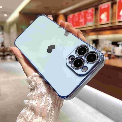 For iPhone 16 Pro Max 15 14 13 12 11 Heart Pattern Plating Slim TPU Phone Case