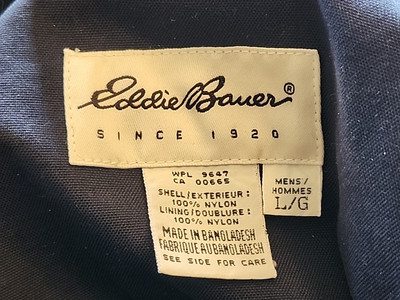 Eddie Bauer Men's Size Large Jacket Coat WPL 9647 CA 00665 Beige VG Button/Zip