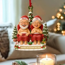 Personalized Funny Couple 2D Flat Ornament, Christmas Keepsake for
