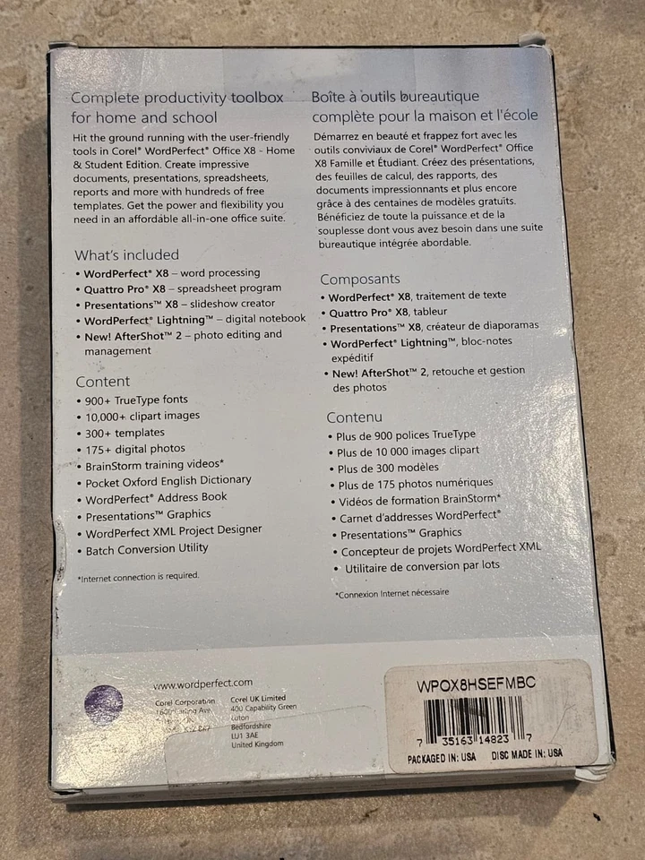 Corel WordPerfect Office Home & Student X8 ( WPOX8HSEFMB ) New with Box - Image 3 of 4