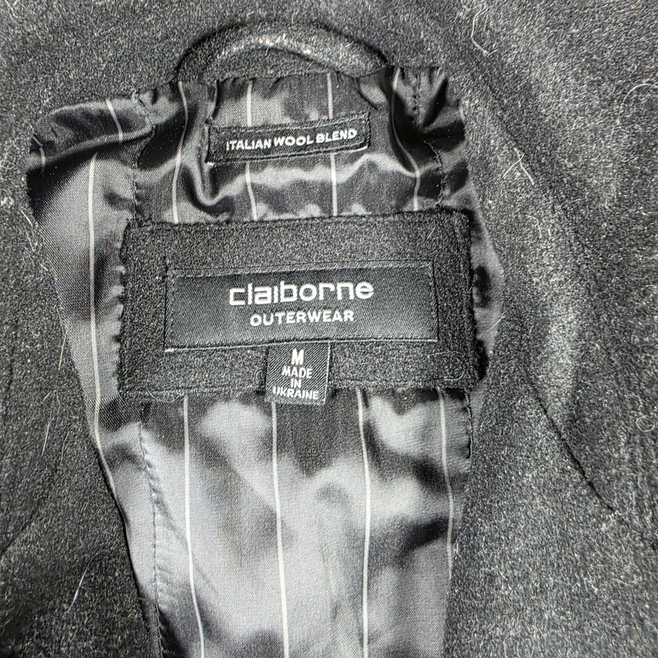 Chaqueta Chaquetón Claiborne Outerwear Italiana Mezcla Lana Gris Carbón Mujer Mediana Foto 3 de 4