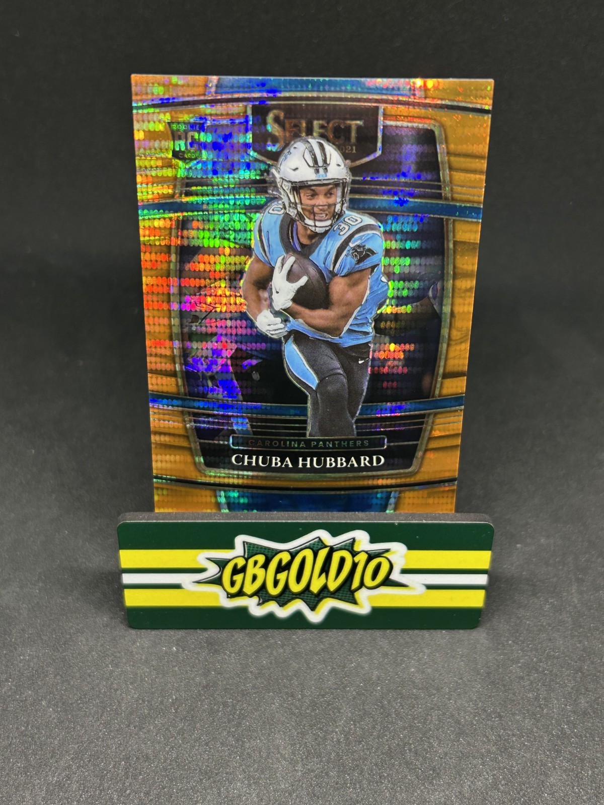 2021 Panini Select - Concourse Chuba Hubbard #76 Neon Orange Pulsar /7 RC
