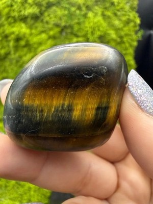 Polished Natural Tiger Eye Tumbled Pocket Stone Crystal   Brown & Golden Banded