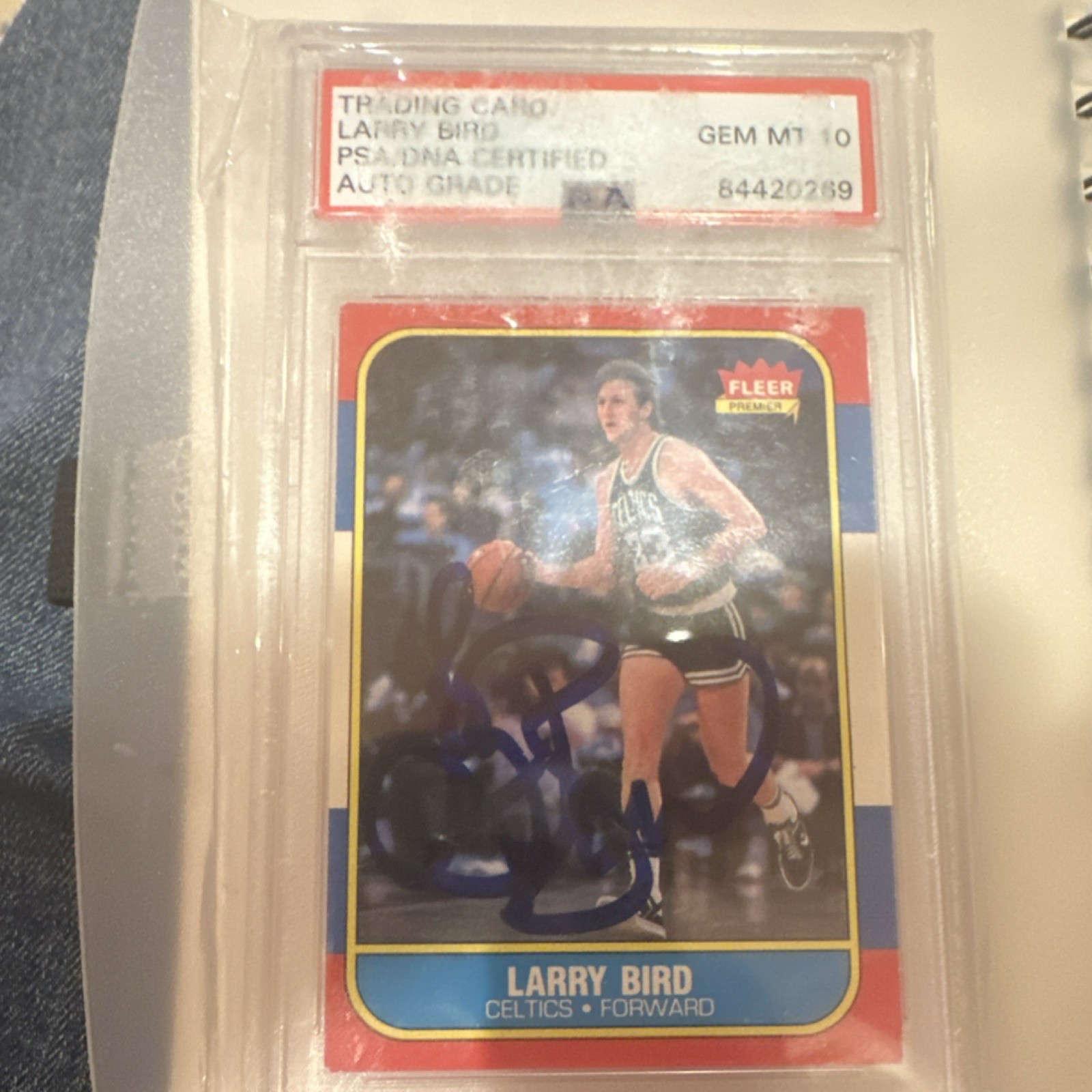 1986 Fleer Larry Bird Celtics Autographed AUTO PSA/DNA Card #9 PSA GEM MINT 10