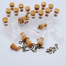 50 Pcs 0.5ML Small Vials Clear Glass Bottles Mini Tiny Jars With Corks and Sc...
