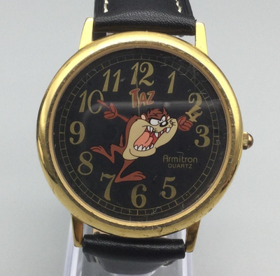 Vintage Armitron Tasmanian Devil Taz Watch Gold Tone 1994 
