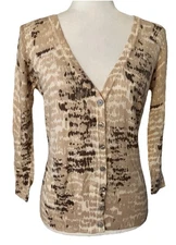 Banana Republic Womens Cardigan Sweater Button Cotton V Neck Brown Beige Medium