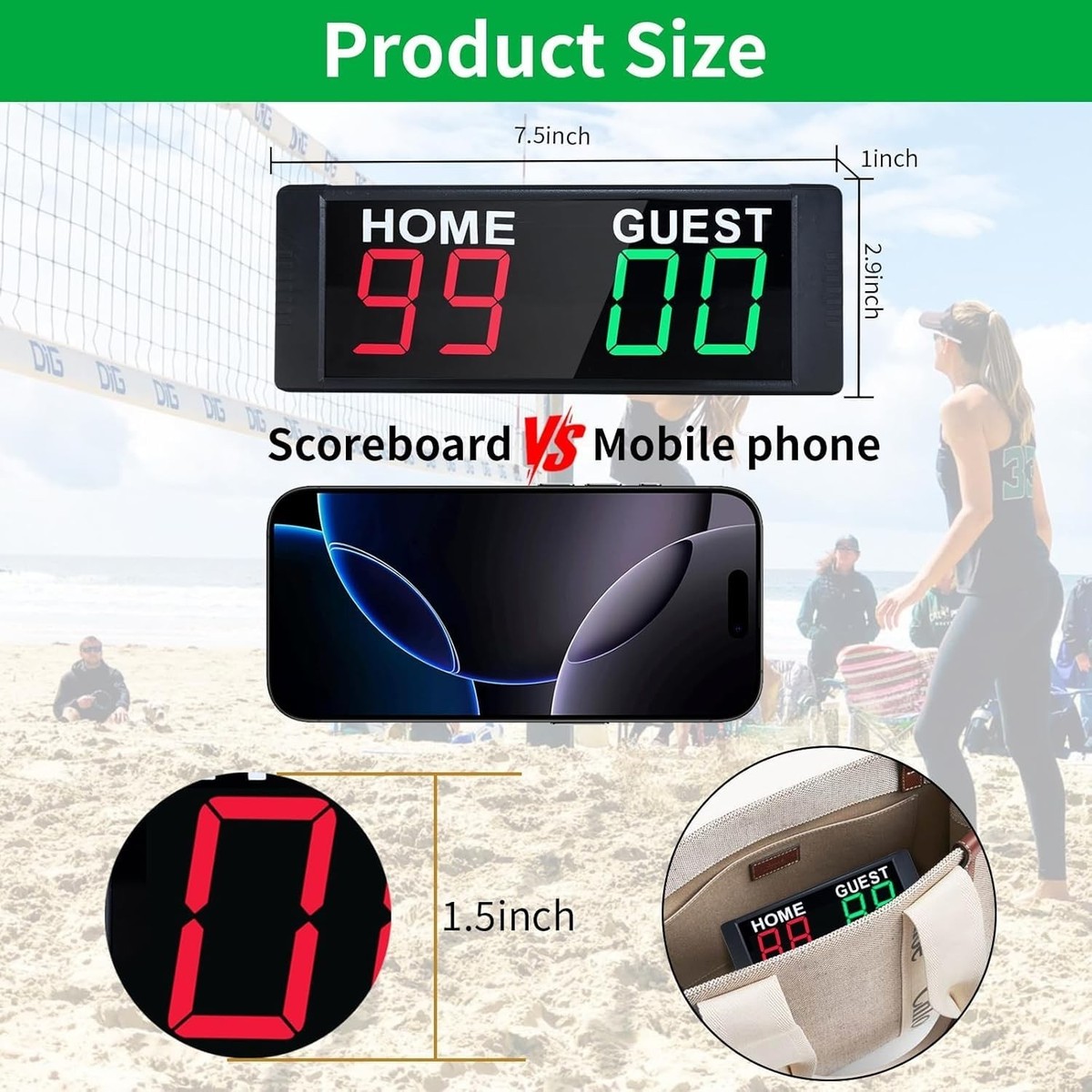 YZ Portable Electronic Scoreboard with 2 Button Control, Digital