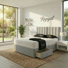 REINFORCED DIVAN BED MEMORY FOAM MATTRESS WITH HEADBOARD SINGLE DOUBLE & KING
