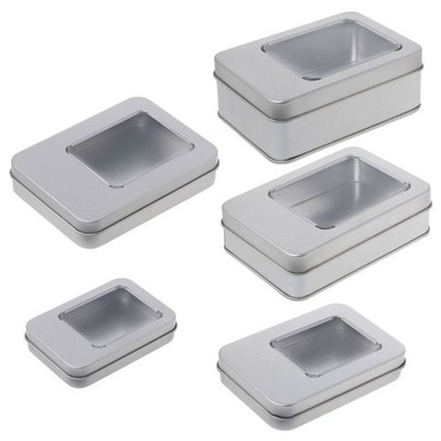 Rectangular Tinplate Storage Box with Lid Fillable Sealing for Case Organizer