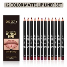 12pcs Matte Lipstick Lip Liner Set nude velvet matte soft mist long-lasting 0.8g