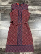 Vintage Carolina 60s Herrera Sleeveless Dress Diamond Red Blue Design Size 0