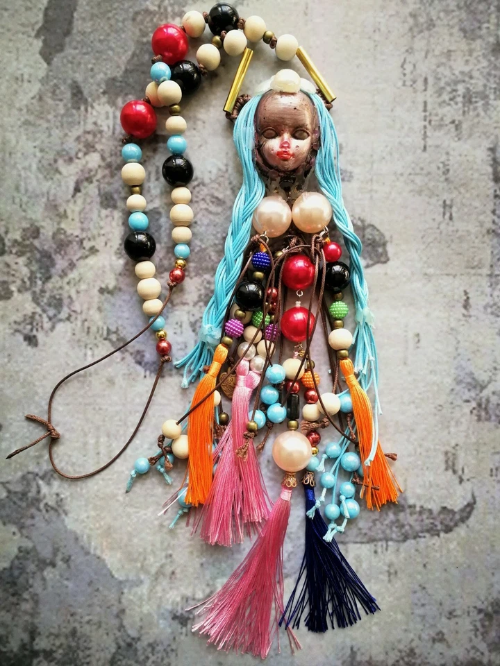 Joyería de Lujo Perla Simulada Oro Plata Piedras Preciosas Vudú Muñeca Collar Foto 3 de 4