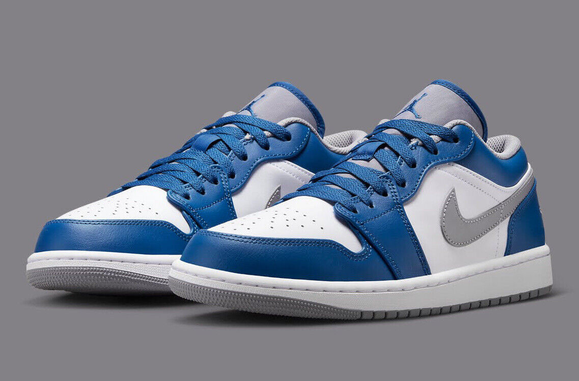 Papúa Nueva Guinea Viaje mineral Nike Air Jordan 1 Low True Blue Grey White Shoes Men 553558-412 (GS)  553560-412 | eBay