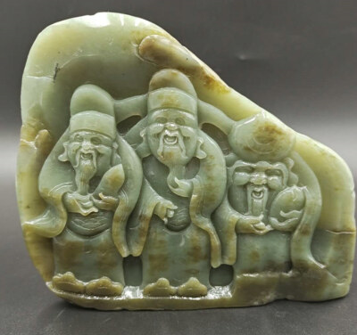 Fengshui Awesome 18. cm Hetian Nephrite Jade FuLuShou Three Auspicious Sky Stars